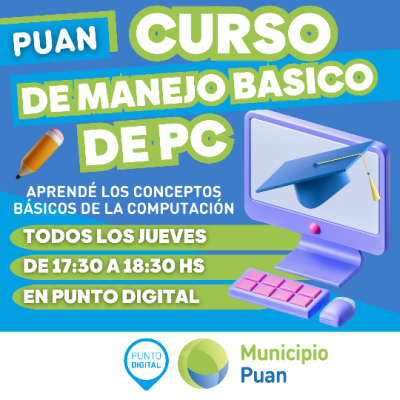 Nuevo curso en Punto Digital Puan: “Curso de manejo básico de PC”