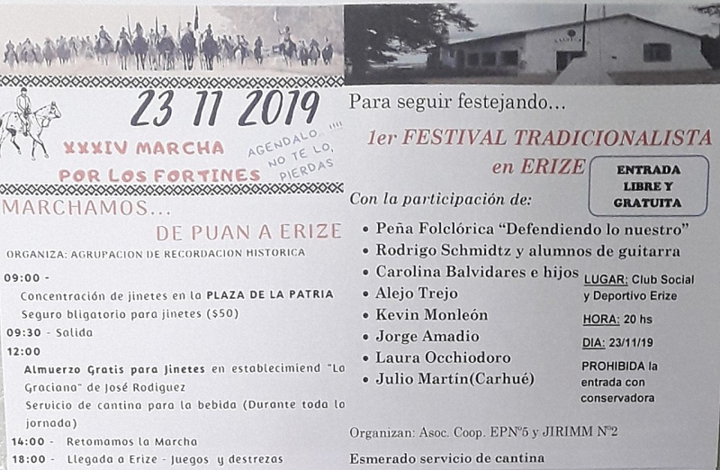 34º Marcha por los Fortines y 1° Festival Tradicionalista en Erize