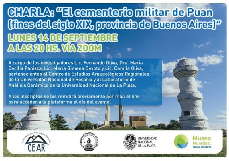 Brindarán una charla sobre el Cementerio Militar de Puan, hoy Plaza de la Patria