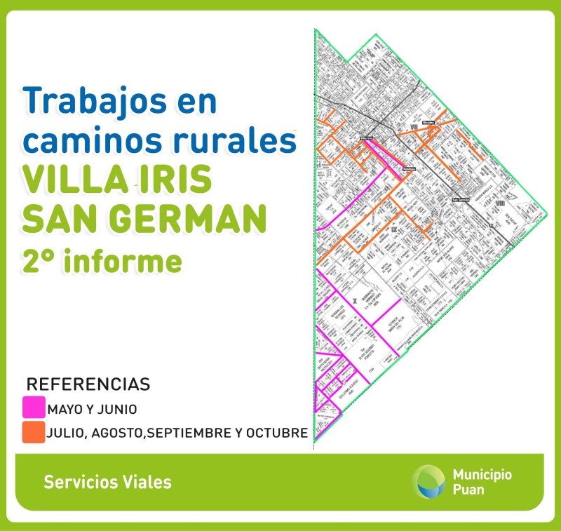 Mantenimiento de caminos rurales en zona sur, Villa Iris y San Germán