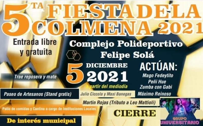 Fiesta de la Colmena en Felipe Solá: Habrá espectáculos, patio de comidas y paseo de artesanos