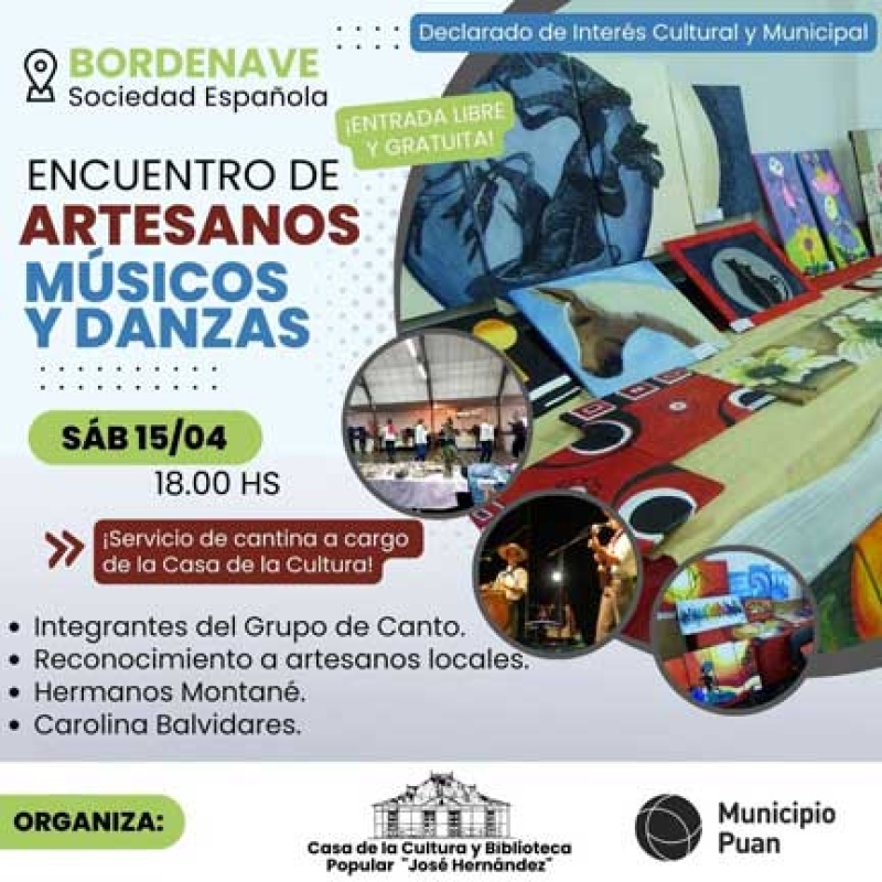 En Bordenave: Invitan a un encuentro de Artesanos, Músicos y Danzas